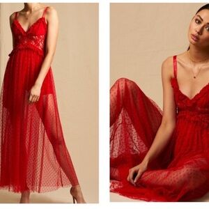 Choosy Red Lace Maxi Dress